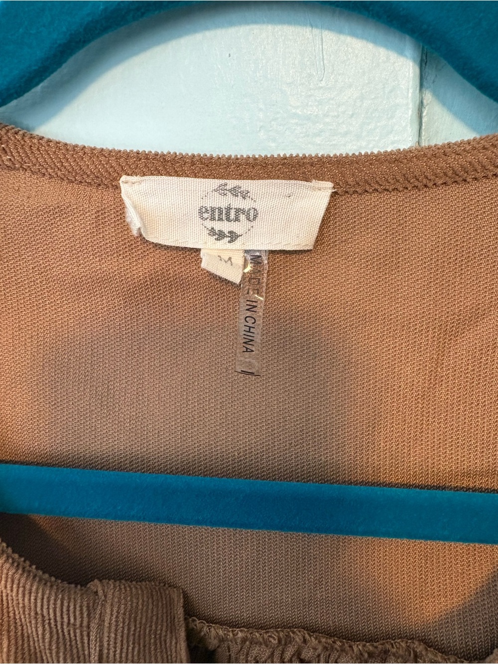 Entro Button-Front Corduroy Ruffle Dress in Brown - Picture 3 of 5